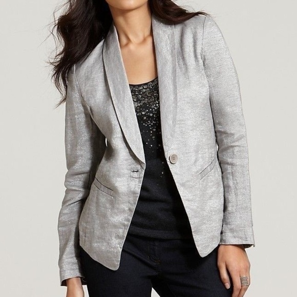 Eileen Fisher Tops - Eileen Fisher Grey Twinkle Linen Jacket Blazer-NWT